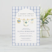 Invitation All in One Blueberry Clothesline Baby Shower (Debout devant)