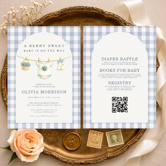 Invitation All in One Blueberry Clothesline Baby Shower