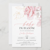 Invitation All in One Blush Rose Floral Baby in Bloom Douche (Devant)