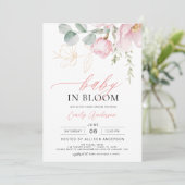 Invitation All in One Blush Rose Floral Baby in Bloom Douche (Debout devant)