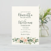 Invitation all in one botanical floral green script (Debout devant)