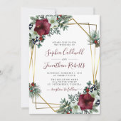 Invitation All in One Burgundy Amaryllis Pine Mariage or (Devant)