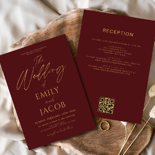 Invitation All in One Burgundy Gold Mariage QR Code Script