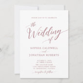Invitation All in One Calligraphy Mariage Rose Dusty tendance (Devant)