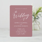 Invitation All in One Calligraphy Mariage Rose Dusty tendance (Debout devant)