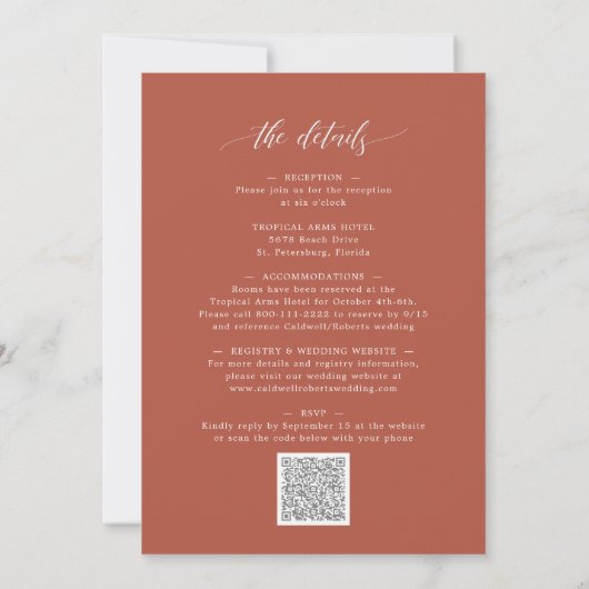 Invitation All in One Calligraphy Mariage tendance en terre c (Dos)