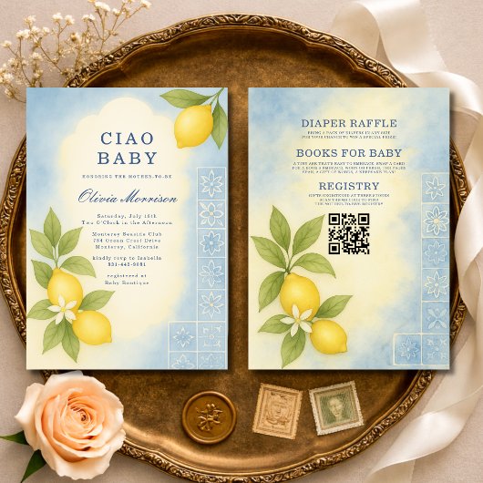 Invitation All in One Ciao Baby Italian QR Code Baby Shower