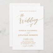 Invitation All in One Classic Gold Calligraphy Mariage (Devant / Derrière)