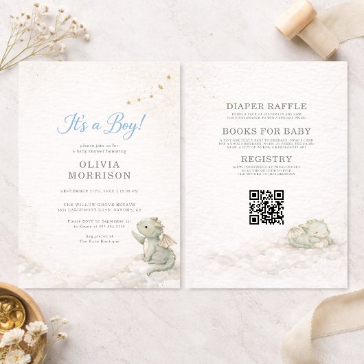 Invitation All in One Dragon It's a Boy Baby Shower
