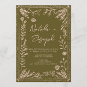 Invitation All In One Drawn Grasslands Floral Garden Wedding (Devant)