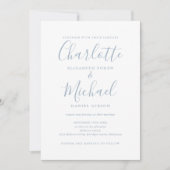 Invitation All In One Dusty Blue Chic Script Mariage photo (Devant)