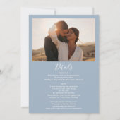 Invitation All In One Dusty Blue Chic Script Mariage photo (Dos)
