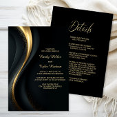 Invitation All in One Elegant Black and Gold Wedding