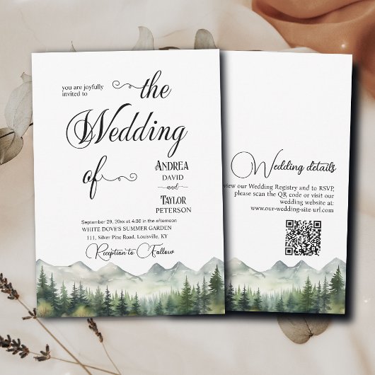 Invitation All in One Elegant Calligraphy QR Code Wedding