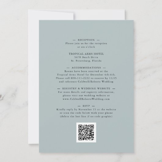 Invitation All in One Eucalyptus Holly Berries Mariage d'hive (Dos)