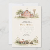 Invitation All in One Farm Animal Barnyard Baby Shower (Devant)