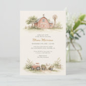 Invitation All in One Farm Animal Barnyard Baby Shower (Debout devant)