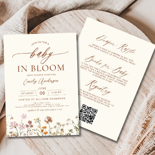 Invitation All in One Fleur sauvage Baby in Bloom Baby shower