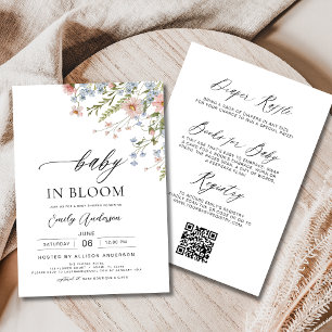 Invitation All in One Fleur sauvage Baby in Bloom Baby shower