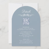Invitation All in One Floral Arch Garden Wedding Dusty Blue (Dos)