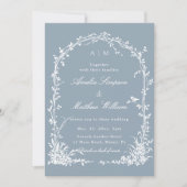 Invitation All in One Floral Garden Wedding Arch Dusty Blue  (Devant)