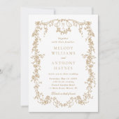 Invitation All in One French Victorian Gold Floral Mariage (Devant)