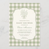 Invitation All in One Gingham Floral Bow Baby Shower (Devant)