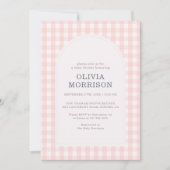 Invitation All in One Gingham Pink Girl Baby Shower (Devant)