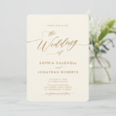 Invitation All in One Gold et Cream Calligraphy Mariage (Debout devant)