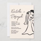Invitation All In One Hand Drawn Written Couple Fun Wedding (Devant)