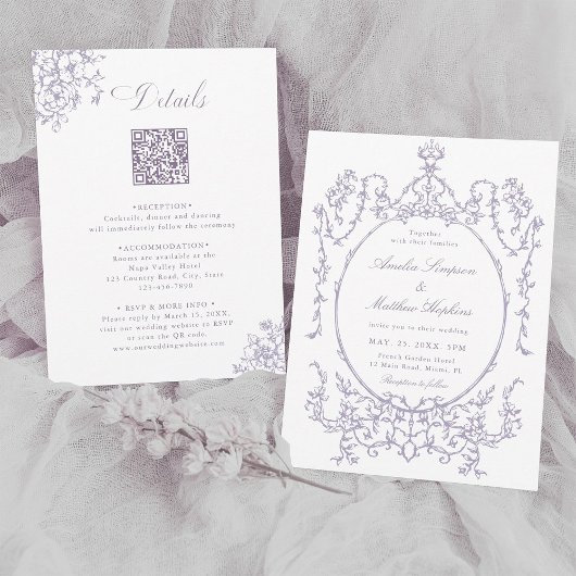 Invitation All in One Lavender Frame Wedding