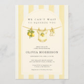 Invitation All in One Lemon Stripes Clothesline Baby Shower (Devant)