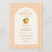 Invitation All in One Little Cutie Orange Gingham Baby Shower (Devant)