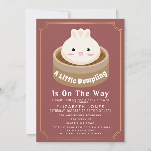 Invitation All in One Little Dumpling Baby Shower QR Code (Devant)