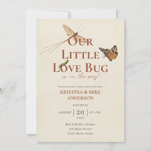 Invitation All in One Little Love Baby shower de bug Invitati (Devant)