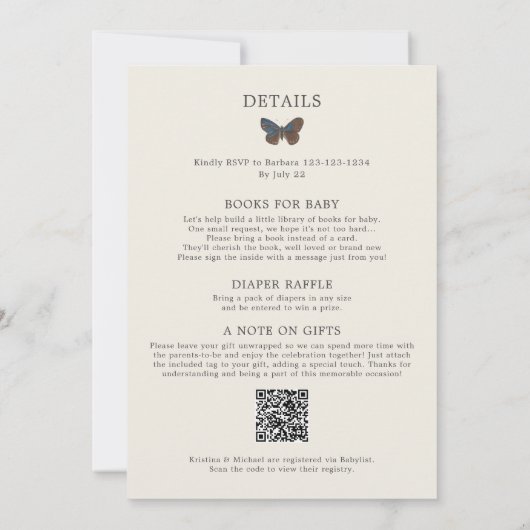 Invitation All in One Little Love Baby shower de bug Invitati (Dos)