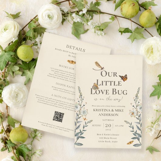 Invitation All in One Little Love Baby shower de bug Invitati