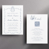 Invitation All in One Modern Classic French Wedding Blue