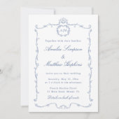 Invitation All in One Modern Classic French Wedding Blue (Devant)