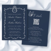 Invitation All in One Modern Classic French Wedding Navy Blue