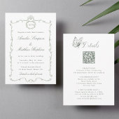 Invitation All in One Modern Classic Wedding Sage Green