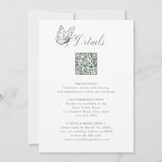 Invitation All in One Modern Classic Wedding Sage Green (Dos)