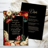 Invitation All in One Moody Floral Black Wedding