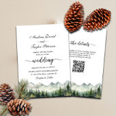 Invitation All in One Mountains and Pines QR Code Mariage