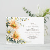 Invitation All in One Orange and White Daisies Wedding (Debout devant)