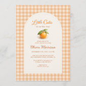 Invitation All in One Orange Gingham Little Cutie Baby Shower (Devant)