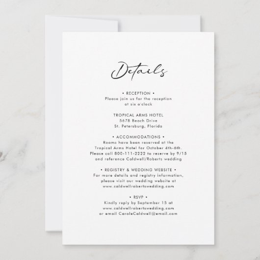 Invitation All in One Photo Moderne Calligraphie Mariage (Dos)