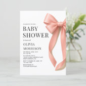Invitation All in One Pink Bow Coquette Baby Shower (Debout devant)