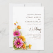 Invitation All in One Pink Orange Floral Wedding (Devant)