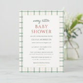Invitation All in One Plaid Merry Little Baby Shower (Debout devant)